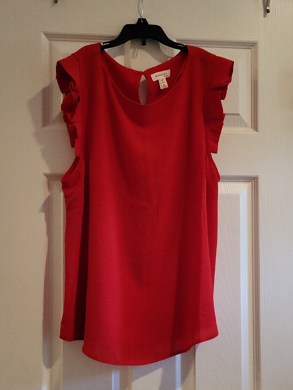 Ann Taylor Bright Red Ruffle Sleeve Blouse Women's Size XL
